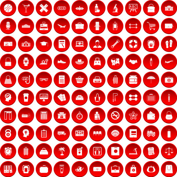 100个袋子图标设置为红色图片下载