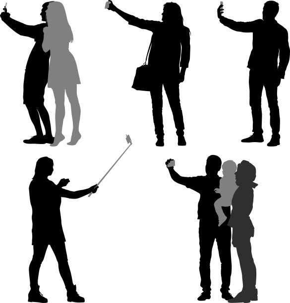 男人和女人自拍的剪影图片下载