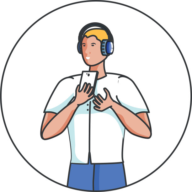 年轻人用智能手机和耳机图片下载