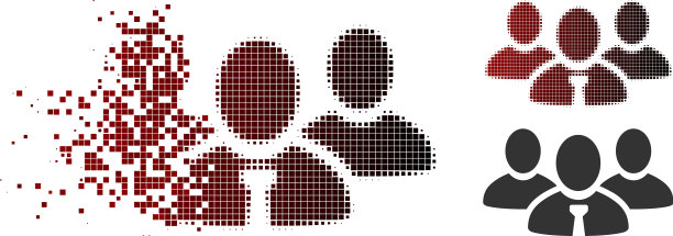 损坏的虚线半色调团队经理图标图片下载