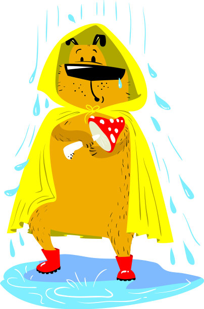 秋雨下狗性格可爱的宠物图片下载