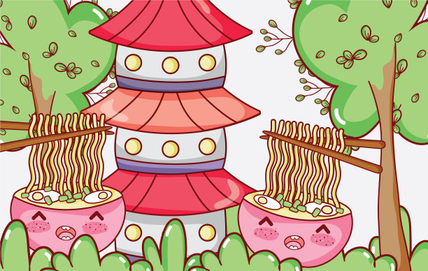 亚洲食物可爱可爱的卡通图片下载