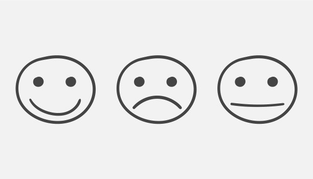 手绘笑脸图标情感脸在平面风格图片下载