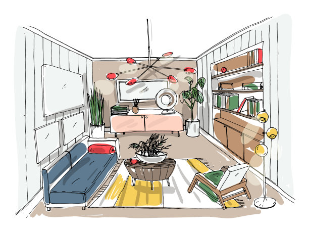 现代客厅内饰图纸图片下载