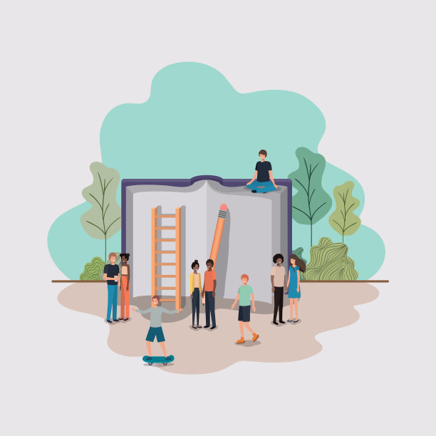 迷你人在课本上工作图片下载