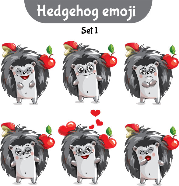 一套可爱的刺猬角色设置1图片下载