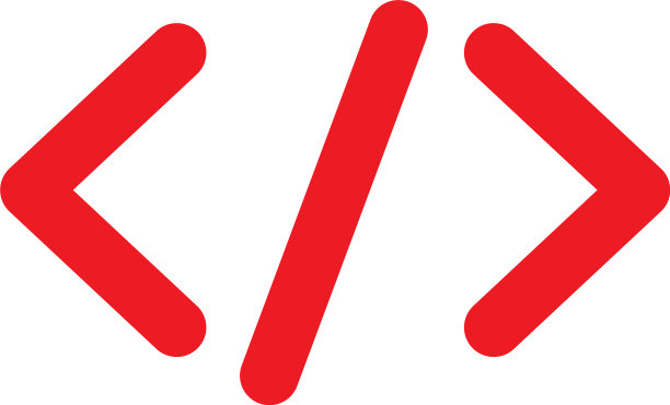 红色代码标志上白色背景平红色风格图片下载