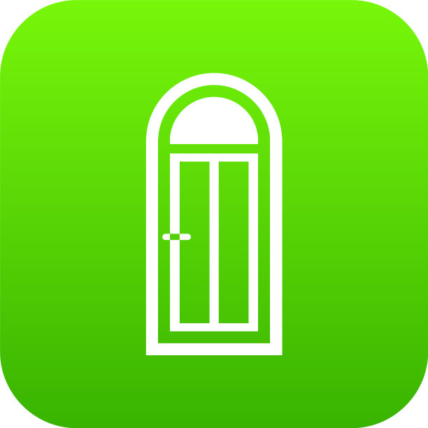 拱形木门与玻璃图标数字绿色图片下载