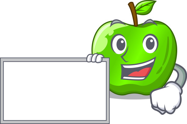 用板子卡通的大亮绿苹果图片下载