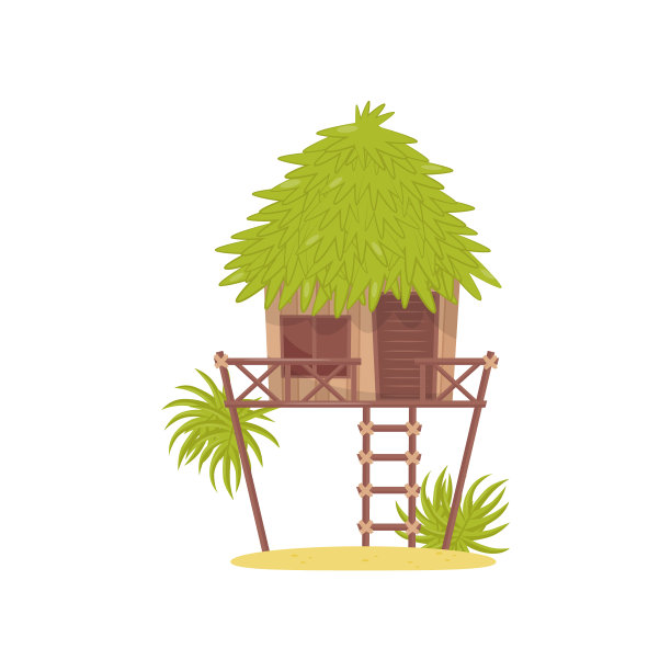 热带丛林中的平房小屋图片下载