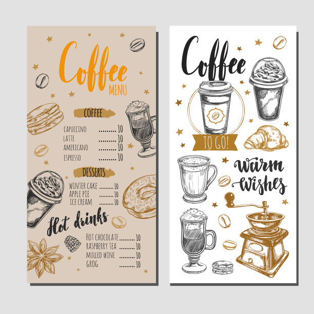 咖啡和烘焙餐厅菜单图片下载