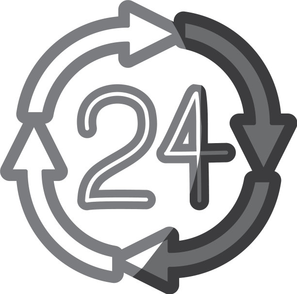 24小时箭头圆形图标的轮廓图片下载