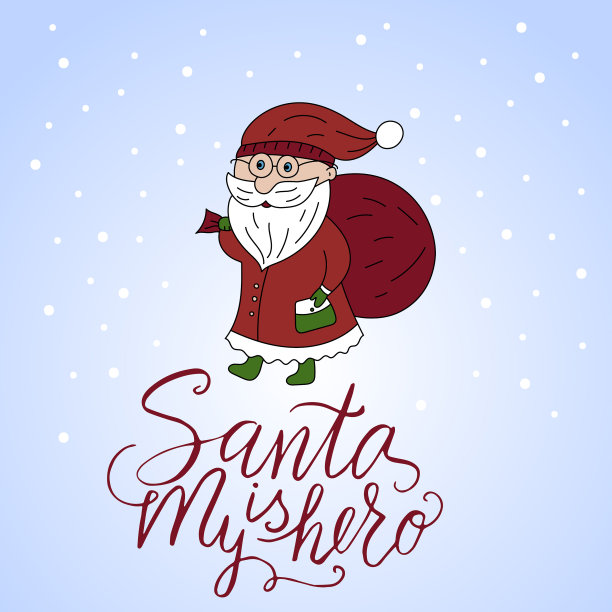 圣诞贺卡与圣诞老人和手图片下载