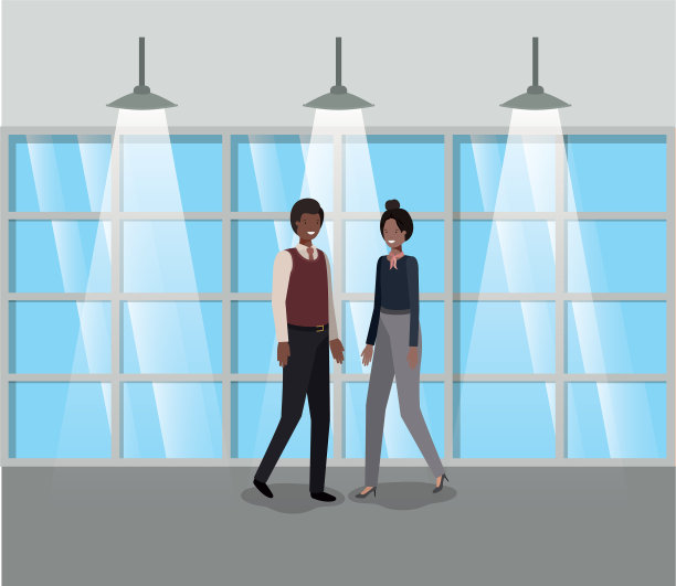 商业夫妇在走廊办公室图片下载