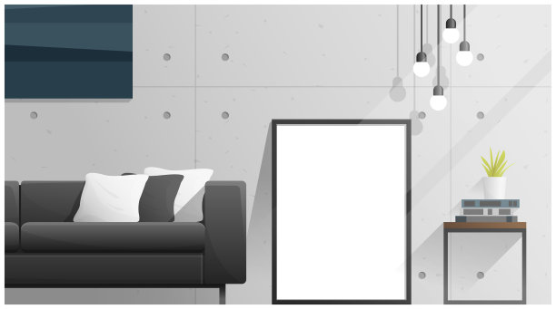 在客厅模拟海报框架图片下载