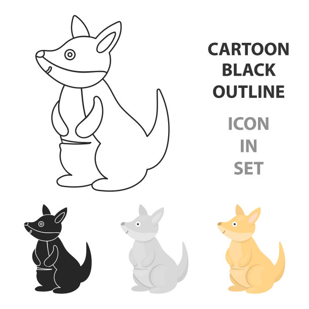 袋鼠图标卡通烧焦动物图标图片下载