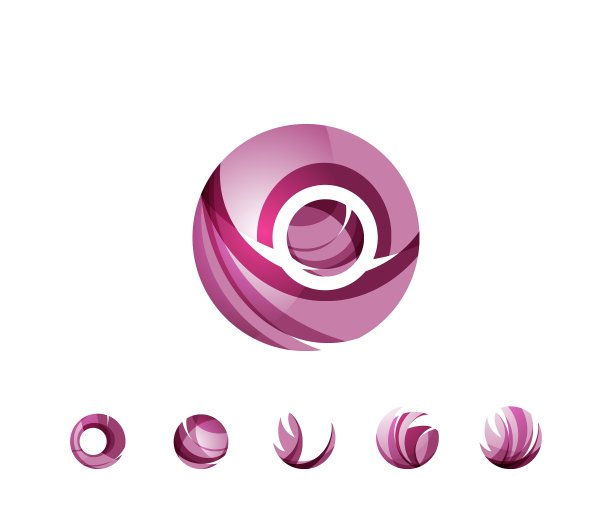 一套球形或圆形标志的商业图标图片下载