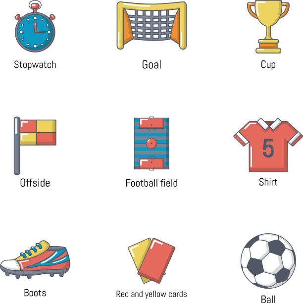 足球世界图标设置卡通风格图片下载