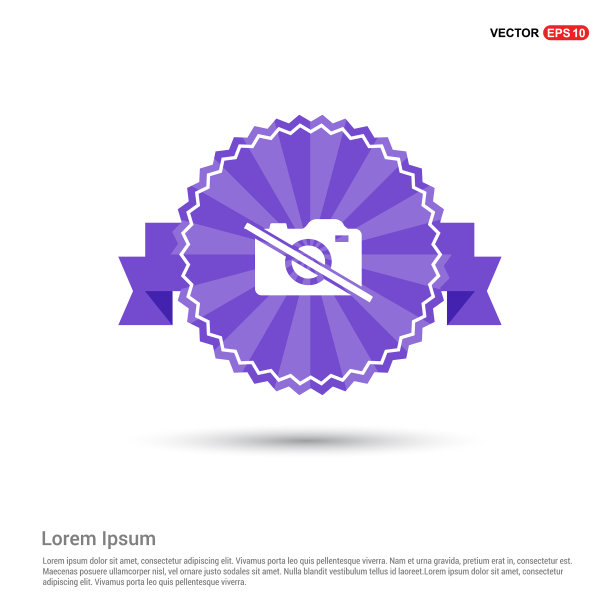 照片相机图标-紫色丝带横幅图片下载
