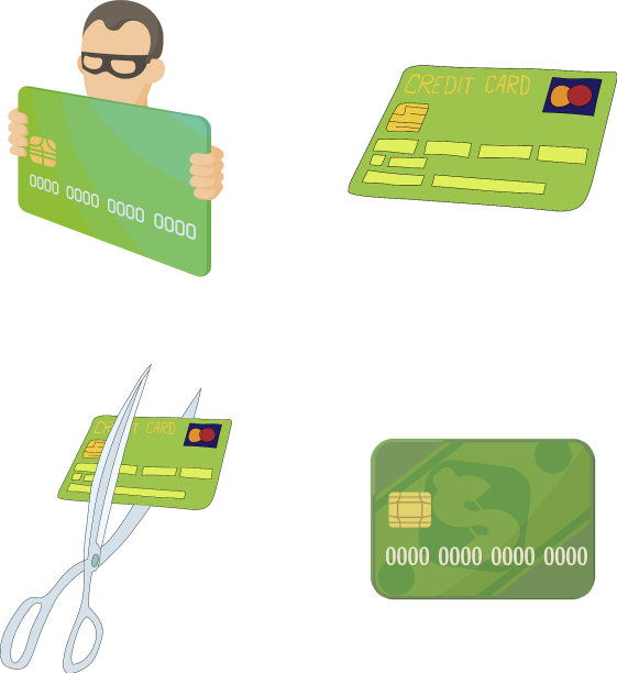 信用卡图标设置卡通风格图片下载
