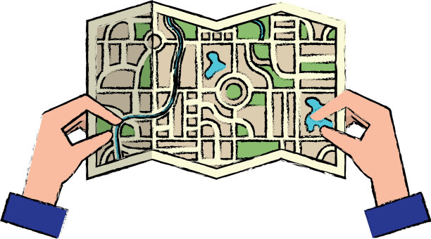 手握纸质地图引导图标图片下载