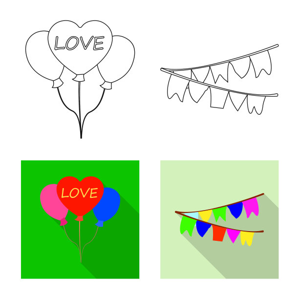 设计派对及生日标志套装图片下载