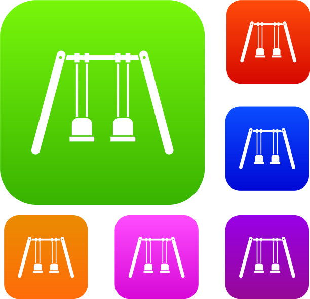 木制秋千挂在绳索上集合图片下载