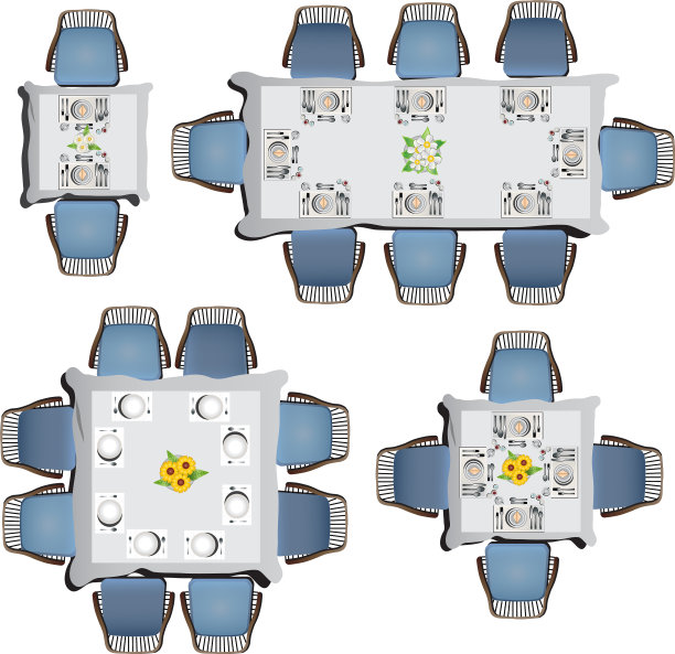 餐厅家具顶视图设置4为室内图片下载