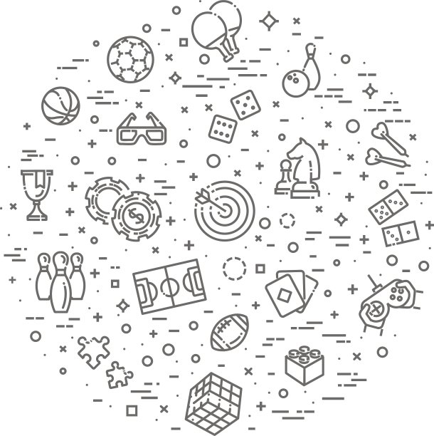 一组简单的游戏相关的线条图标图片下载