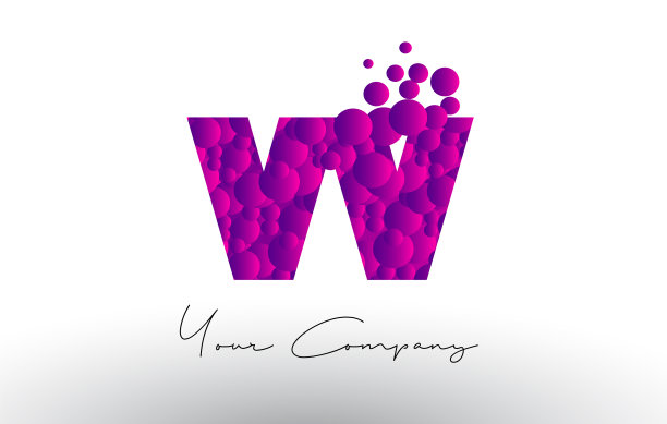 Vv圆点字母标志与紫色气泡纹理图片下载