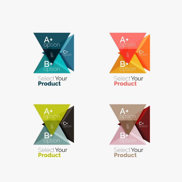 一套三角形几何商业信息图图片下载