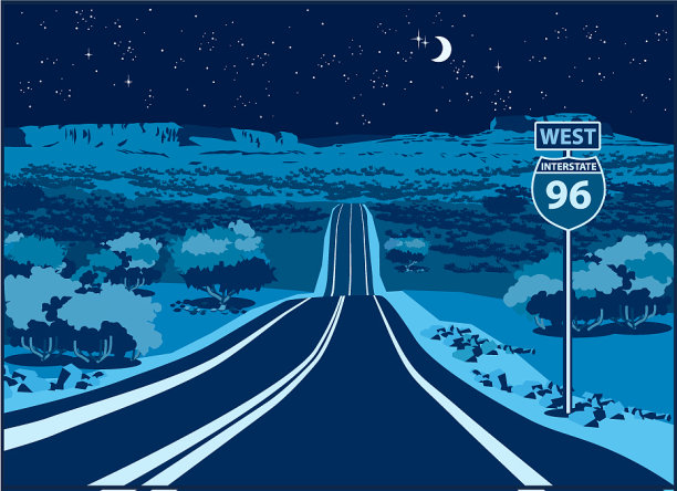 夜间向西的高速公路图片下载