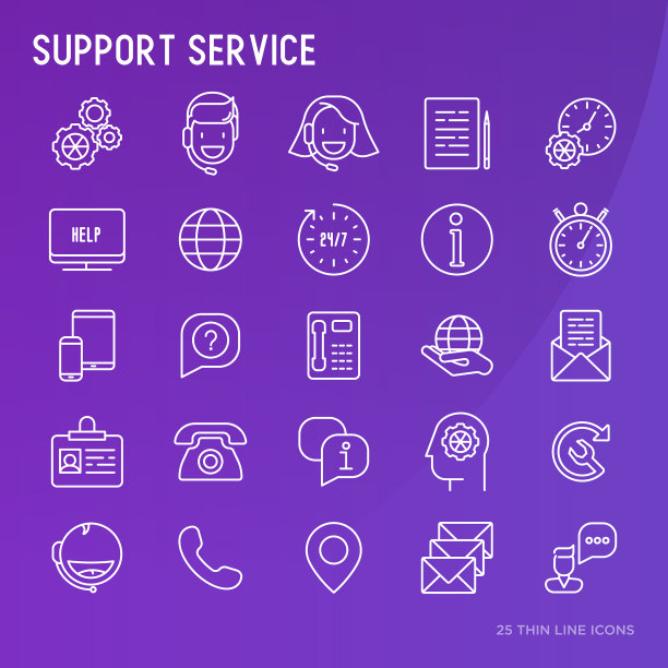 支持服务或呼叫中心细线图标设置图片下载