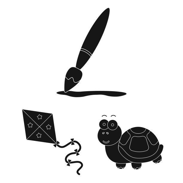儿童玩具黑色图标集合图片下载