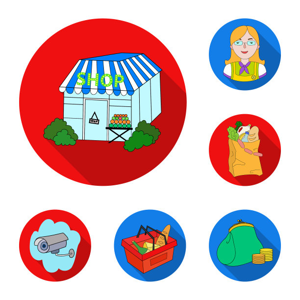 超市和设备平面图标设置图片下载