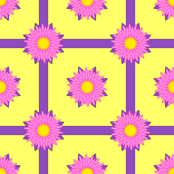 粉红花与紫色无缝图案图片下载