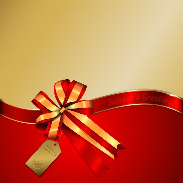 礼品盒金色和红色丝带圣诞和新的图片下载