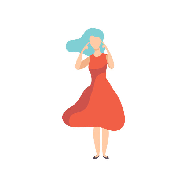 穿着红衣服的年轻女子在思考或制造图片下载