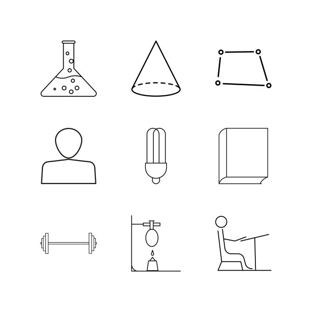 科学线性图标设置简单轮廓图标图片下载