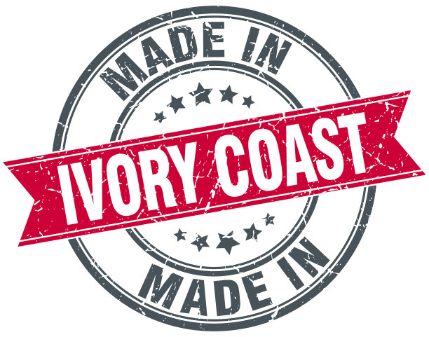 象牙海岸红色圆形古董邮票图片下载