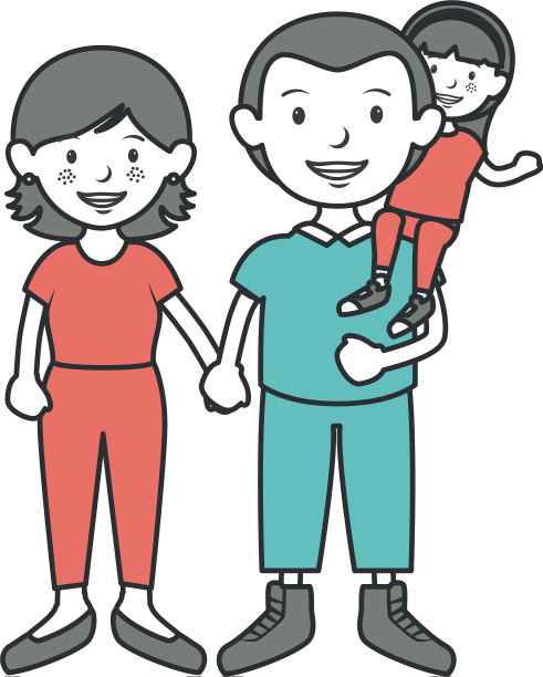 一对父母和女儿的虚拟角色图片下载