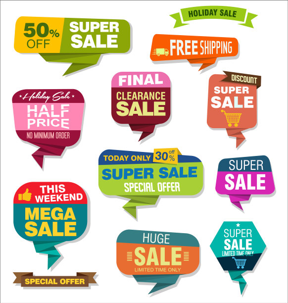 现代折纸销售贴纸和标签收集5图片下载