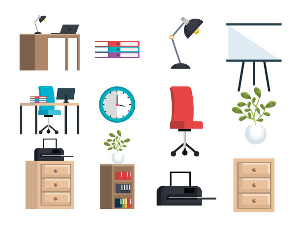 办公设备套装图标图片下载