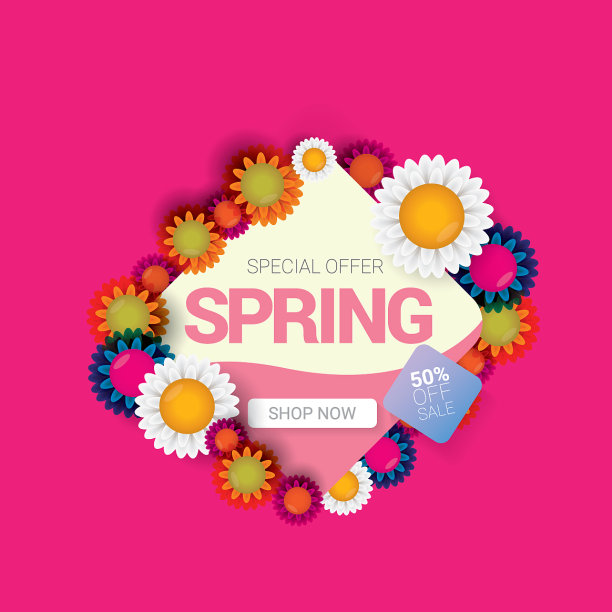 春季促销设计模板横幅或标签图片下载