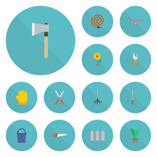 平图标、耙、手推车、切割机等图片下载