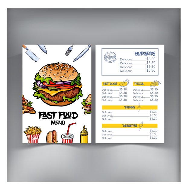 速写风格手绘快餐咖啡厅餐厅图片下载