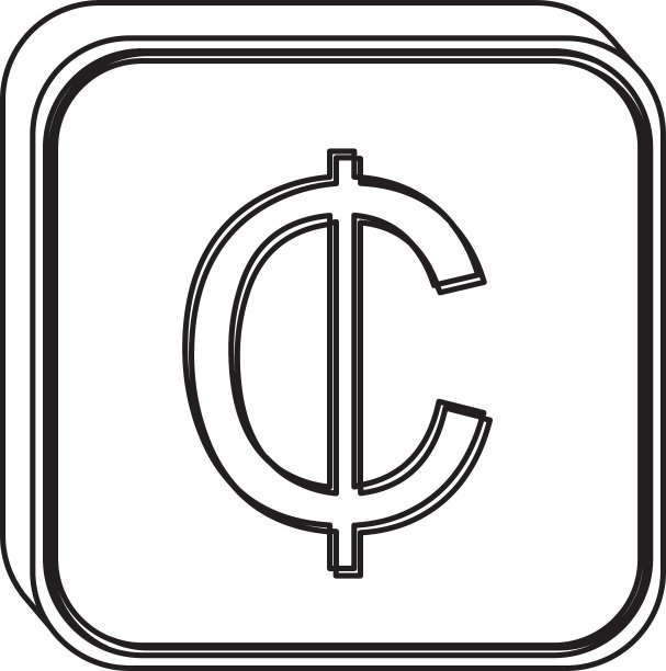 带有货币符号的单色方形轮廓图片下载