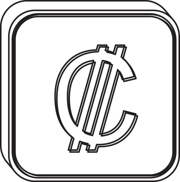 带有货币符号的单色方形轮廓图片下载
