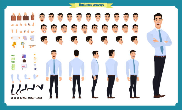 正面，侧面，后视图动画角色图片下载