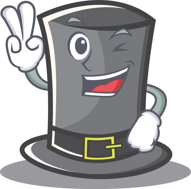 两个手指的感恩节帽子人物卡通图片下载